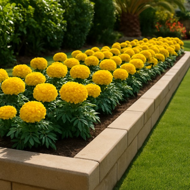 Marigold flower bed in a Dubai garden