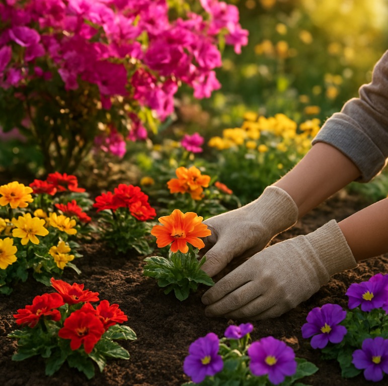 Colourful flower planting in a Dubai garden